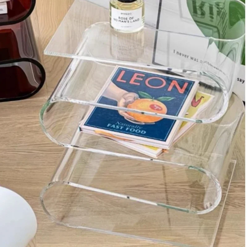 Transparent Acrylic Bookshelf Nordic Side Table for Living Room Modern Home Decor and Magazine Rack in Stylish Design