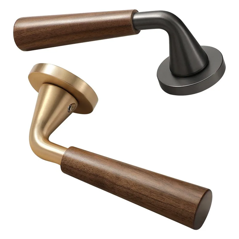 

Retro Silent/magnetic Split Door Lock,Walnut Wood Door Lock for Indoor Bedroom and Room Doors,