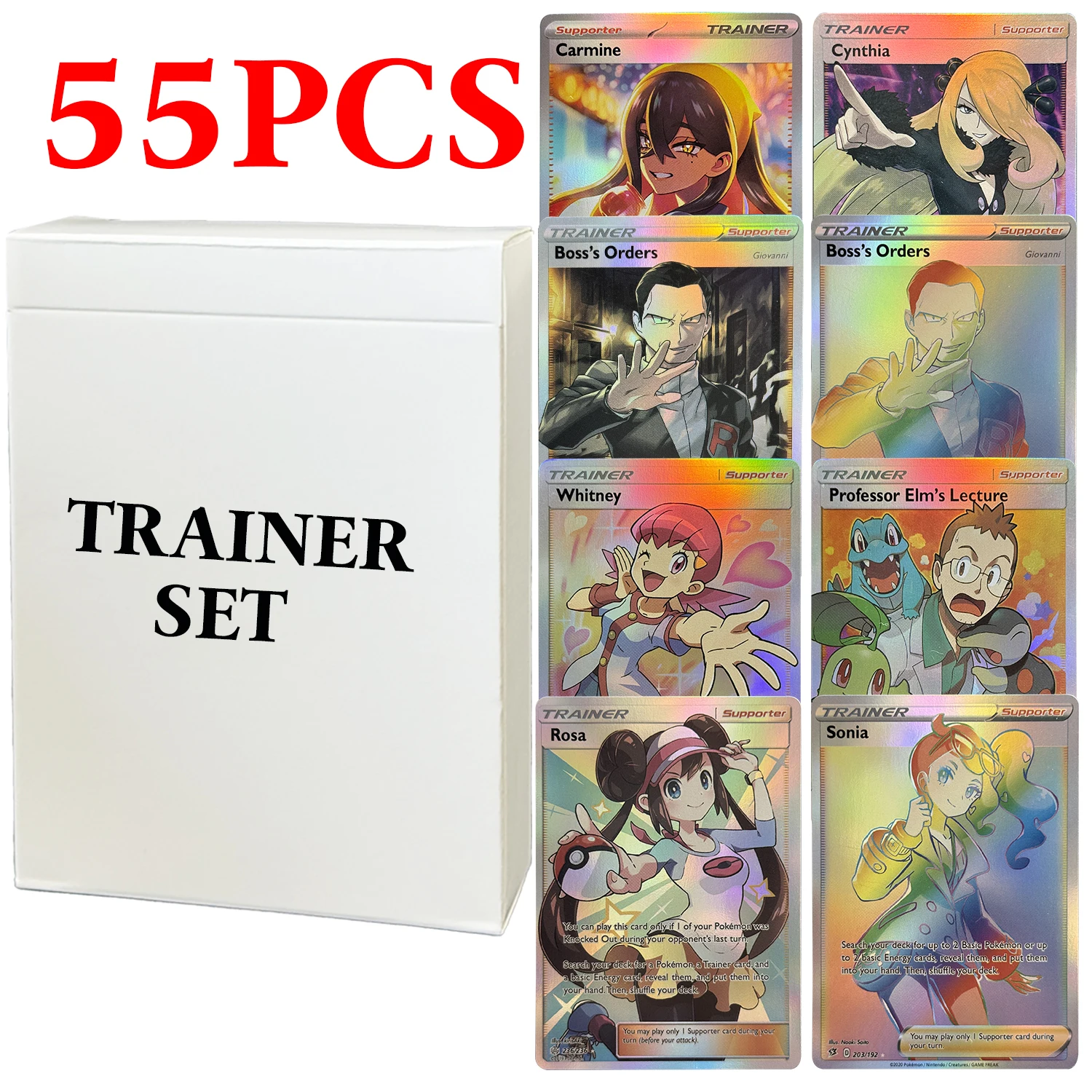 

PKM TCG Proxy Cards Whole Set (55PCS/SET) Supporter PKM TRAINER Trading Game Cards Kieran Marnie Whitney Carmine Board Game Card