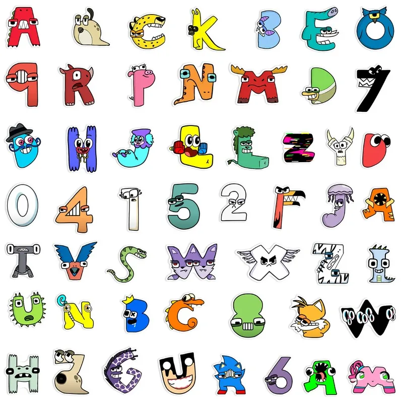 50pcs ‌‌Alphabet Lore Sticker Luggage Water Cup Stationery Mobile Phone Car Scooter Laptop Refrigerator Decoration Sticker