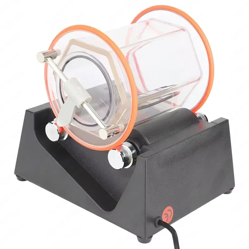 Mini Roller Polishing Machine for Walnut Jewelry Gold Silver Beads Cleaning Buffing Tool Portable Desktop Polisher for DIY