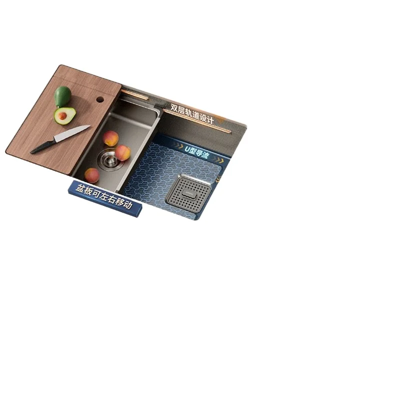 

Kitchen, sink, large single tank, household gun gray 304 stainless steel, under-counter vegetable basin