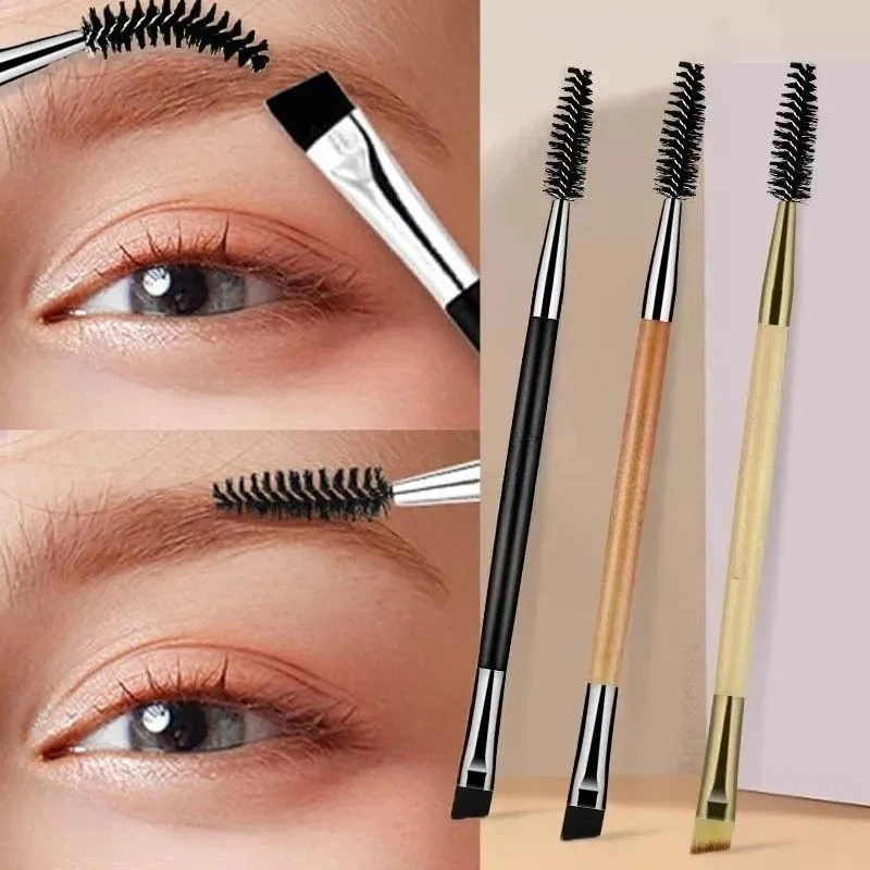 Pincel Macio para Sobrancelhas e Cílios 2 em 1 Profissional para Contorno, Delineador e Esfumar Maquiagem