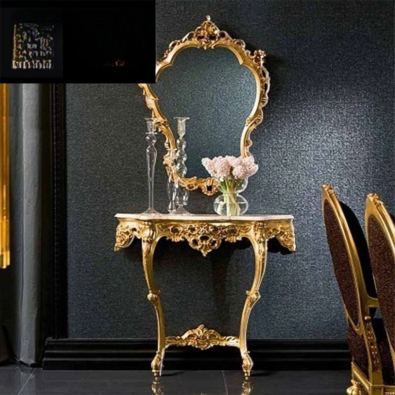 

French small porch is very narrow fixed foyer cabinet Italian birch porch mirror art furniture