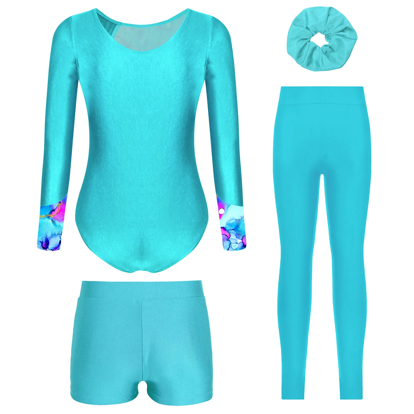 أطفال بنات الباليه الرقص مجموعات الرياضة الجمباز تجريب وتتسابق الشكل التزلج يوتار مع السراويل طماق وإكسسوارات الشعر