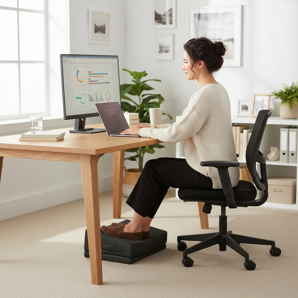 

Trapezoidal Double-layer Foot Pillow Support Foot Pad Home Office Footrest Portable Travel Footrest Pillow Massage Cushion