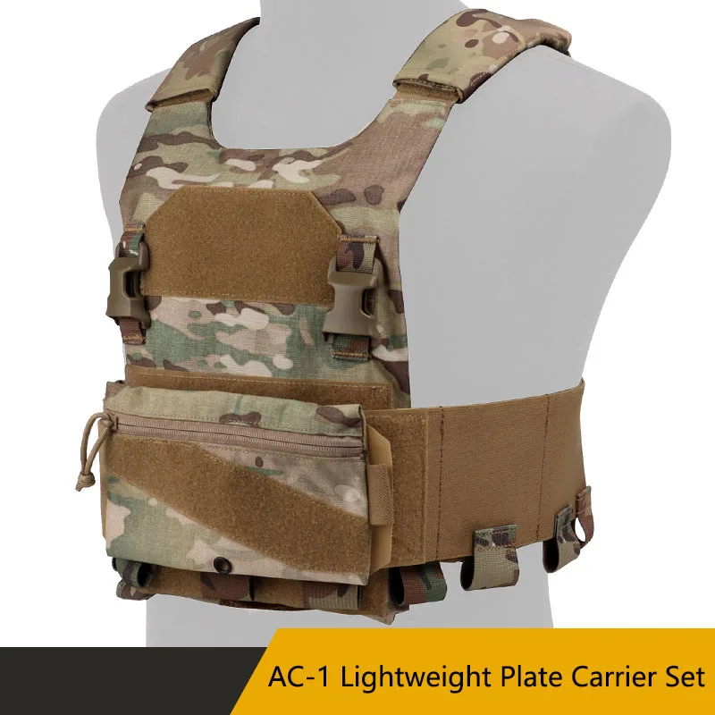 

Little Dinosaur AC-1 Camo Lightweight Tactical Vest Set ,Lightweight Plate Carrier Set, Adjustable Waist Circumference