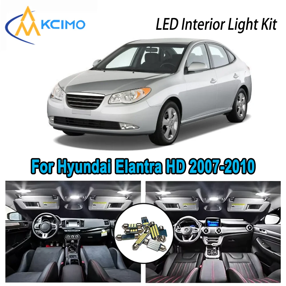 

Высококачественный светодиодный внутренний комплект для Hyundai Elantra HD 2007-2010 2008 2009, без ошибок, купольная карта премиум-класса, багажник, автомобильные лампы