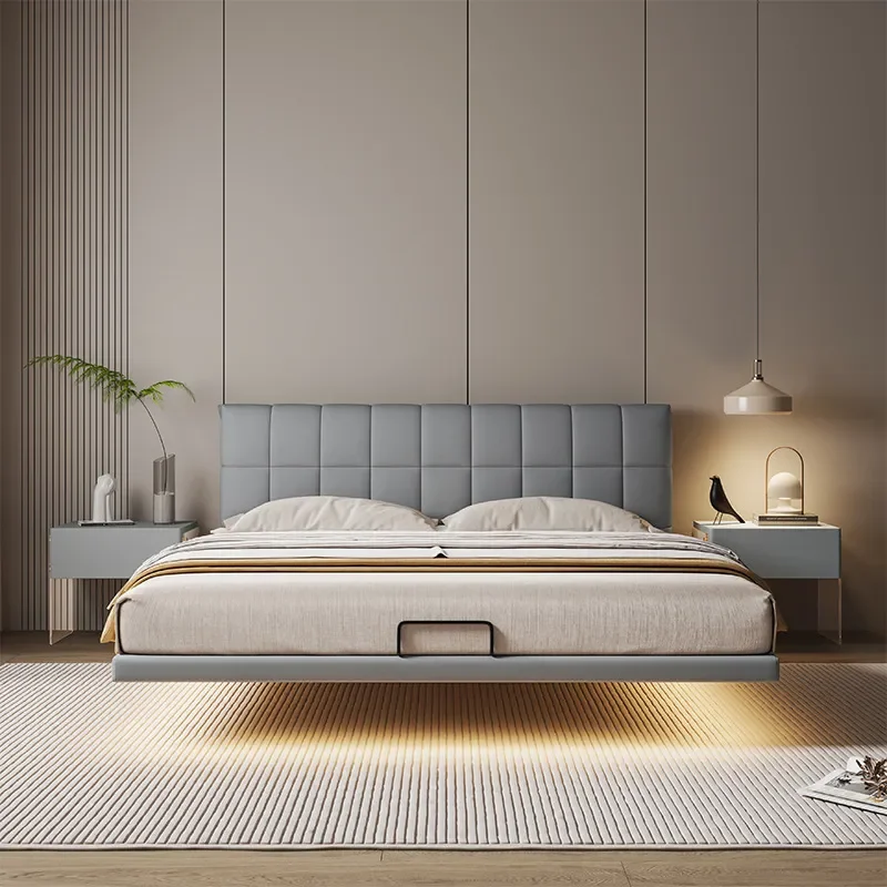 for Queen Bed Light Strip Sensor Modern Simple Master Bedroom Luxury Double Bed High End Atmosphere Internet Celebrity Napa