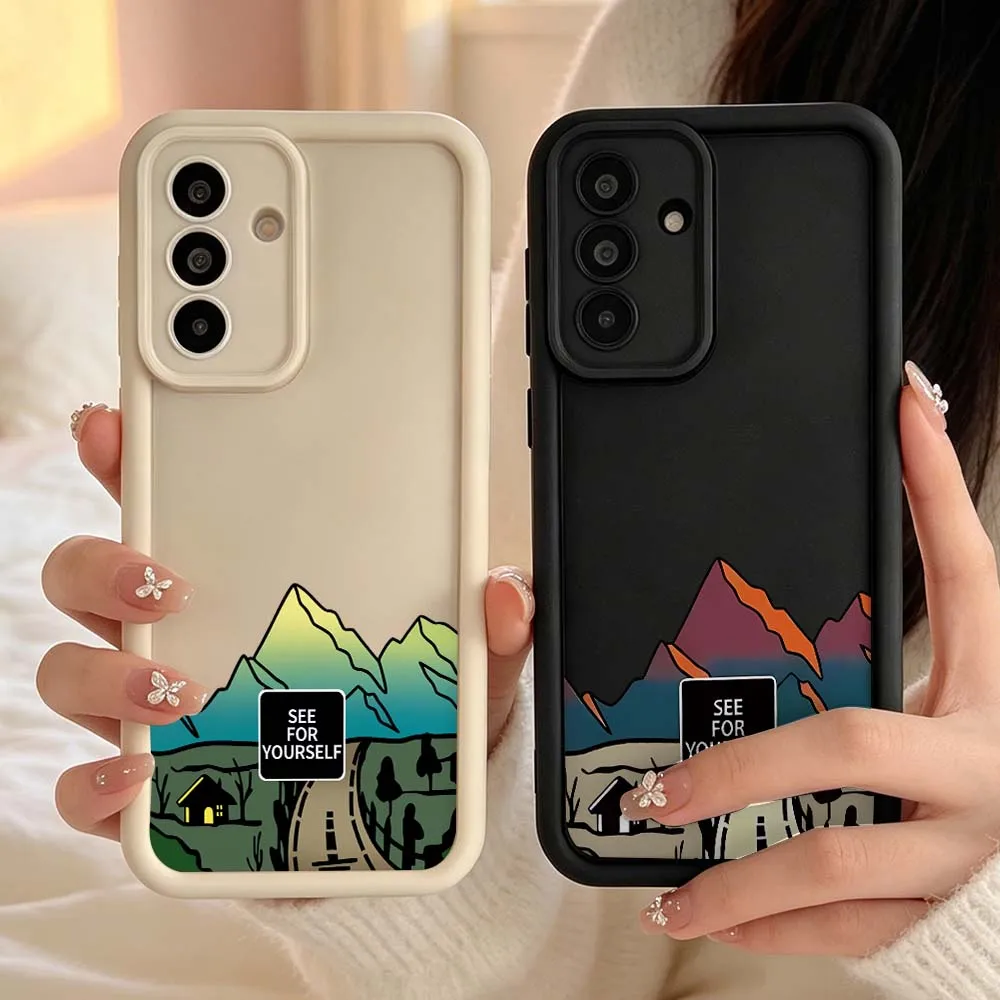 Cartoon Mountain Road Scene For Samsung Galaxy A04 M17 A57 A06 A07 A17 A26 A36 A14 A15 A16 Eye Ladder Phone Case Gift