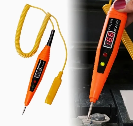 Automotive Digital Test Lamp, Circuit Voltage Detector with LED Real Power & Virtual Power Indicator Circuit Repair Tool