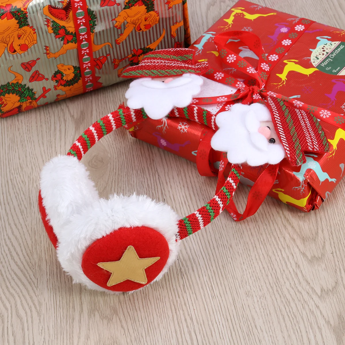 أغطية أذن شتوية لتدفئة أذن عيد الميلاد بتصميم سانتا مقاس واحد يناسب معظم البالغين والأطفال ومستلزمات الحفلات هدية العيد