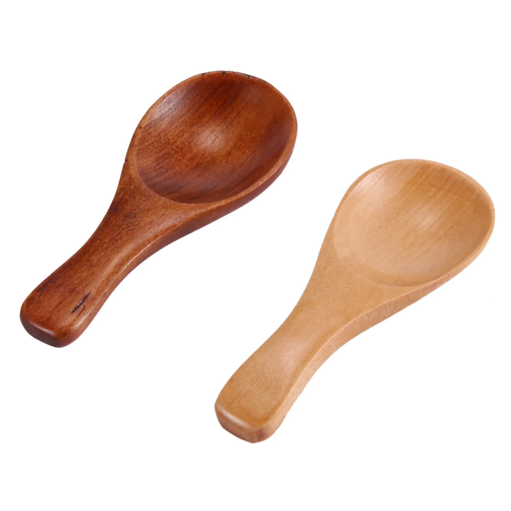 AT02-40 Pieces Small Wooden Spoons Mini Condiments Sugar Seasoning Salt Honey Teaspoon Coffee Tea Jam Mustard Wood Spoons