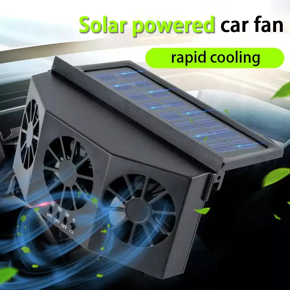 Solar powered ventilation fan, car window exhaust fan, car mounted fan, ventilation radiator, car interior cooling exhaust fan