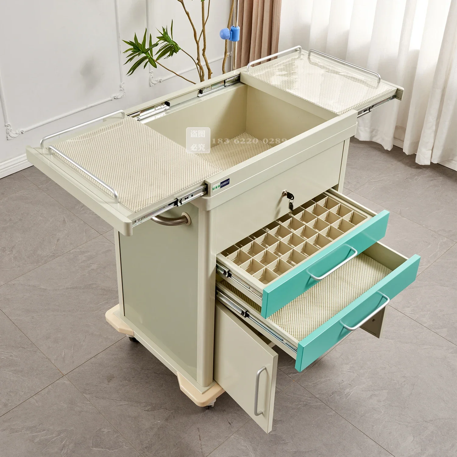 Multi functional medication delivery for hospital nurses, emergency drawer, oral anesthesia ward trolley with multiple layers