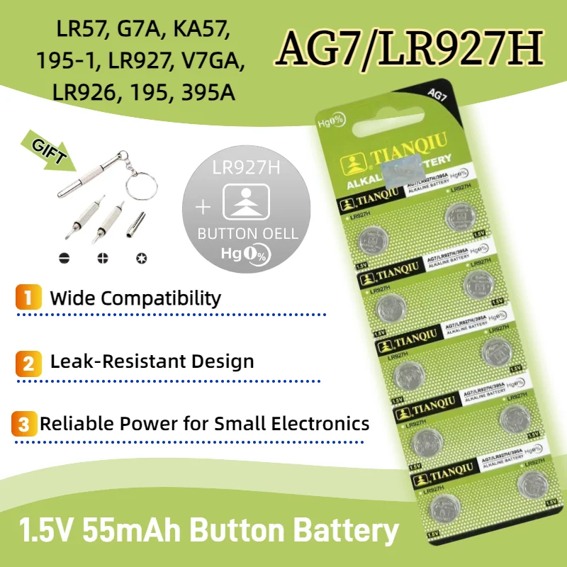 topOriginal 10-200Pcs AG7 LR927H Button Batteries SR927SW 395 395A L926F Coin Cell Battery for Watch Toys Control Calculator
