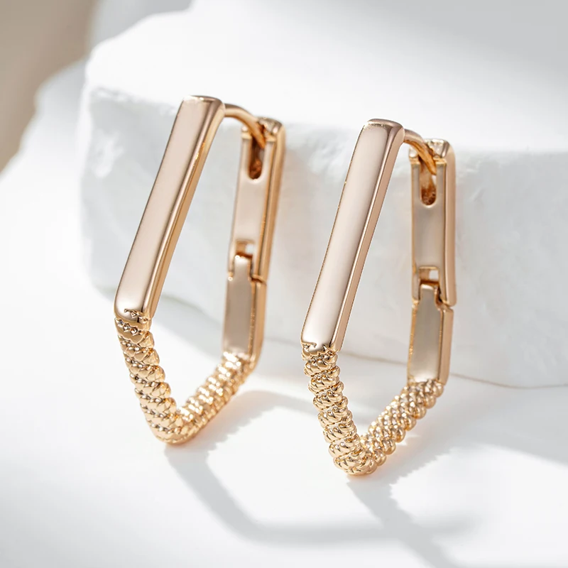 Wbmqda Simple 585 Rose Gold Color Rhombus Drop Earrings For Women