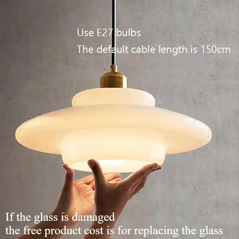 Nordic Cream white Glass Pendant Light Modern LED Lighting Creative Dining Room Bar Bedroom Porch Loft Home Indoor Lights