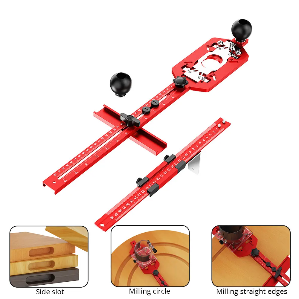 

Plantilla Multifuncional para Fresadora, Soporte para Ranurado, Plantilla para Corte Circular, Herramienta Carpintería Ajusta