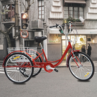 Mountain Tricycle for Adults, 6-Speed, Dual Brakes, 55.11 lbs Rear Basket, Comfortable Ride