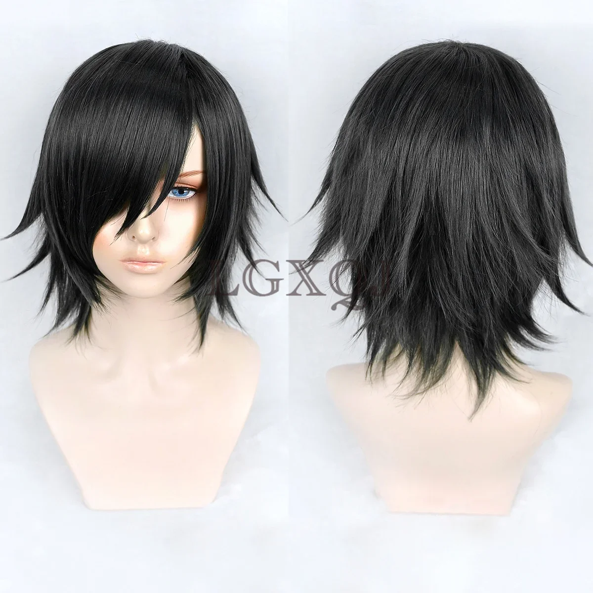 In Stock High Quality Himeno Cosplay Wig Chainsaw Man Black Fluffy Hair Eye Patch Heat Resistant Party Wigs Props + Free Wig Cap