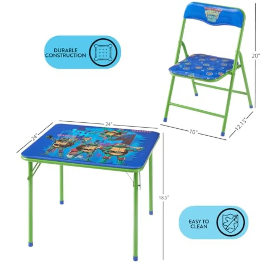Idea Nuova Teenage Mutant Ninja Turtles 3-teiliges Aktivitäts-Set mit quadratischem Tisch und 2 Klappstühlen, entworfen für Kinder ab 3 Jahren