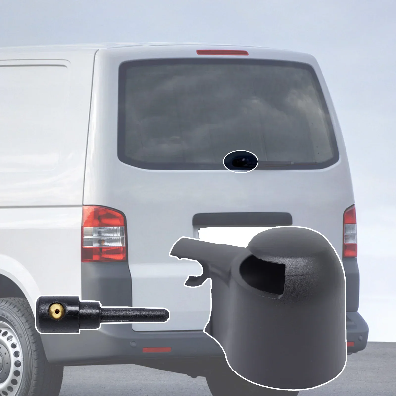 Do VW Transporter T5 Multivan Caravelle Doubleback California 2003 - 2015 Osłona wahacza tylnej wycieraczki Dysza spryskiwacza