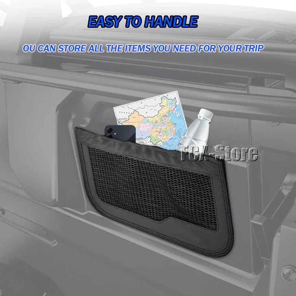 For Can-Am Defender HD7 HD8 HD9 HD10 MAX New UTV Front Seat Back Storage Pocket Net Cover Rear String Bag Mesh Holder Black