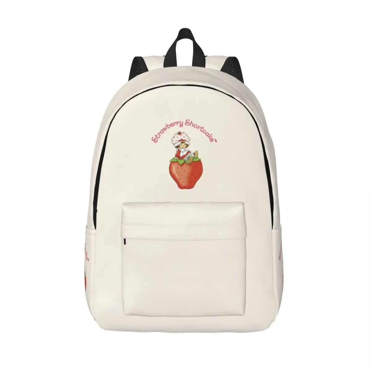 Mochila com bolso para adolescentes, bolsa de ombro portátil para homens e mulheres, bolo de morango, escola secundária, caminhadas, mochila