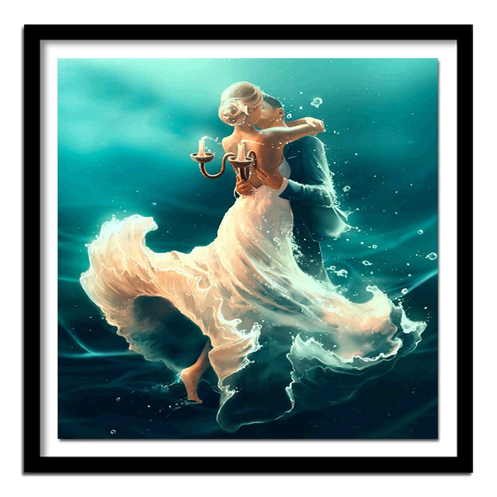 DIY Diamond Painting Cross Stitch Crystal Needlework Diamond Embroidery Couple Dancing Water Full Diamond Set Decorative BJ415