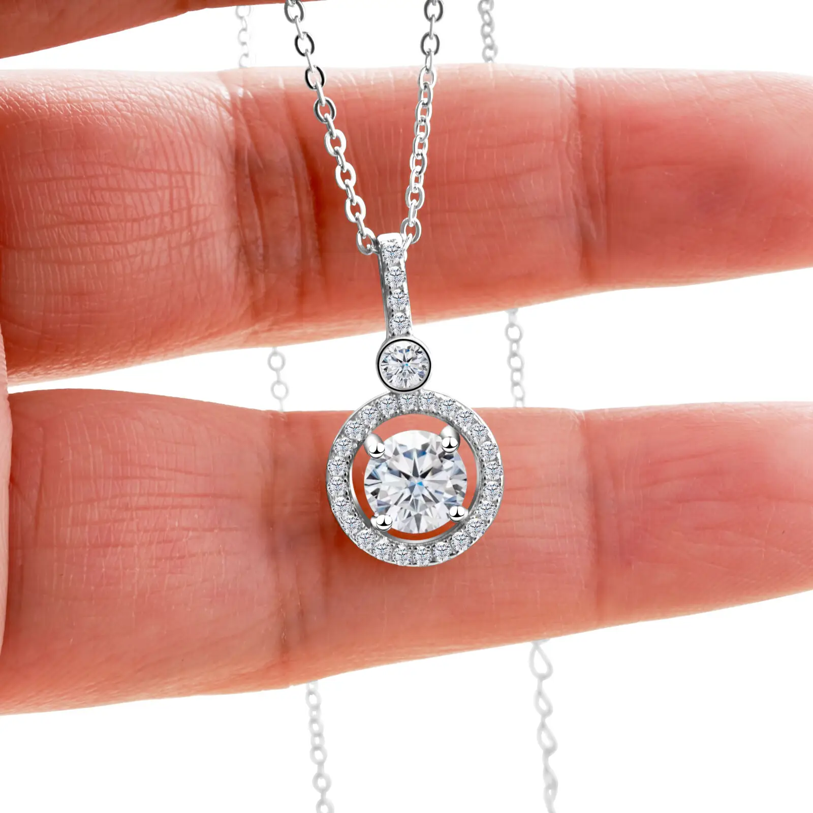 JoiasHome الفاخرة الساطع 925 فضة مويسانيتي قلادة Helios 1CT D ColorNecklace متعدد الألوان غرامة مجوهرات هدية الزفاف