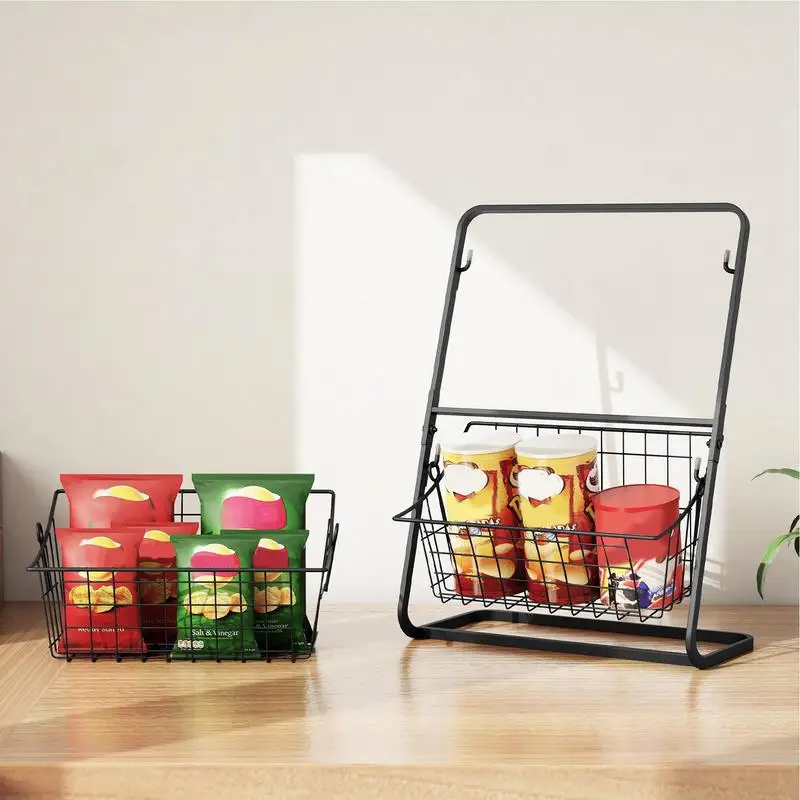 Multifunctional Nordic Iron Art Fruit Storage Rack With Two Detachable Basket For Bathroom, Wash, Makeup, Storage and Organizer