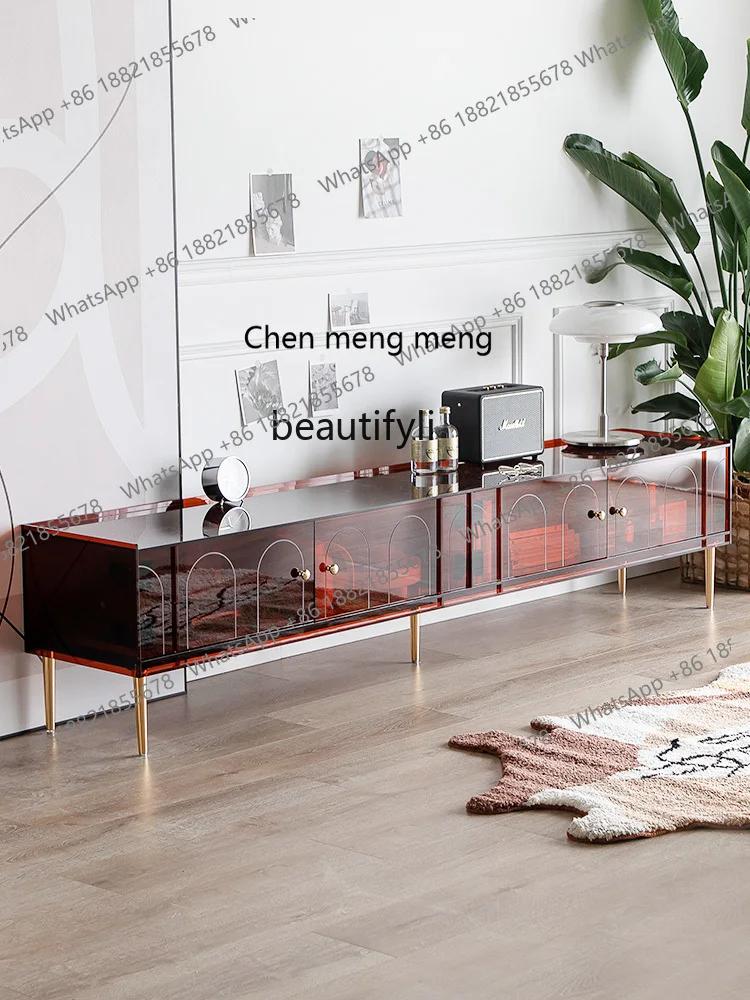 Italian Acrylic TV Cabinet Nordic Living Room Side Cabinet Modern Minimalist Bedroom TV Stand