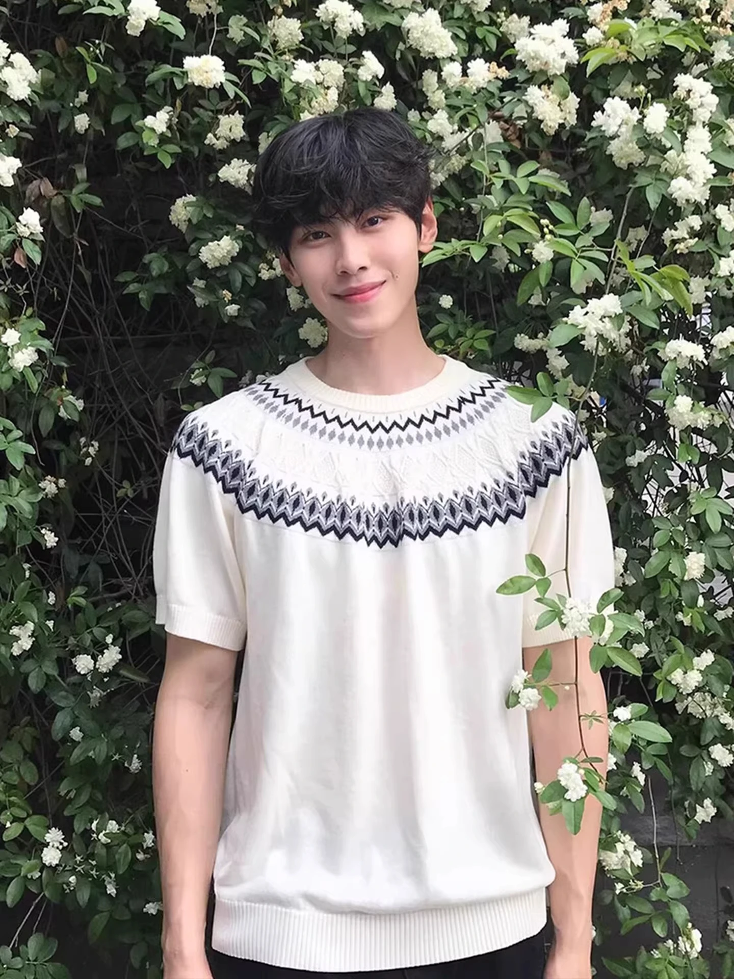 

Knitted Ice Cool Shoulder Men's T-Shirt Half Sleeve Summer Fashion Casual round Neck Soft Comfortable Breathable Youthful Style