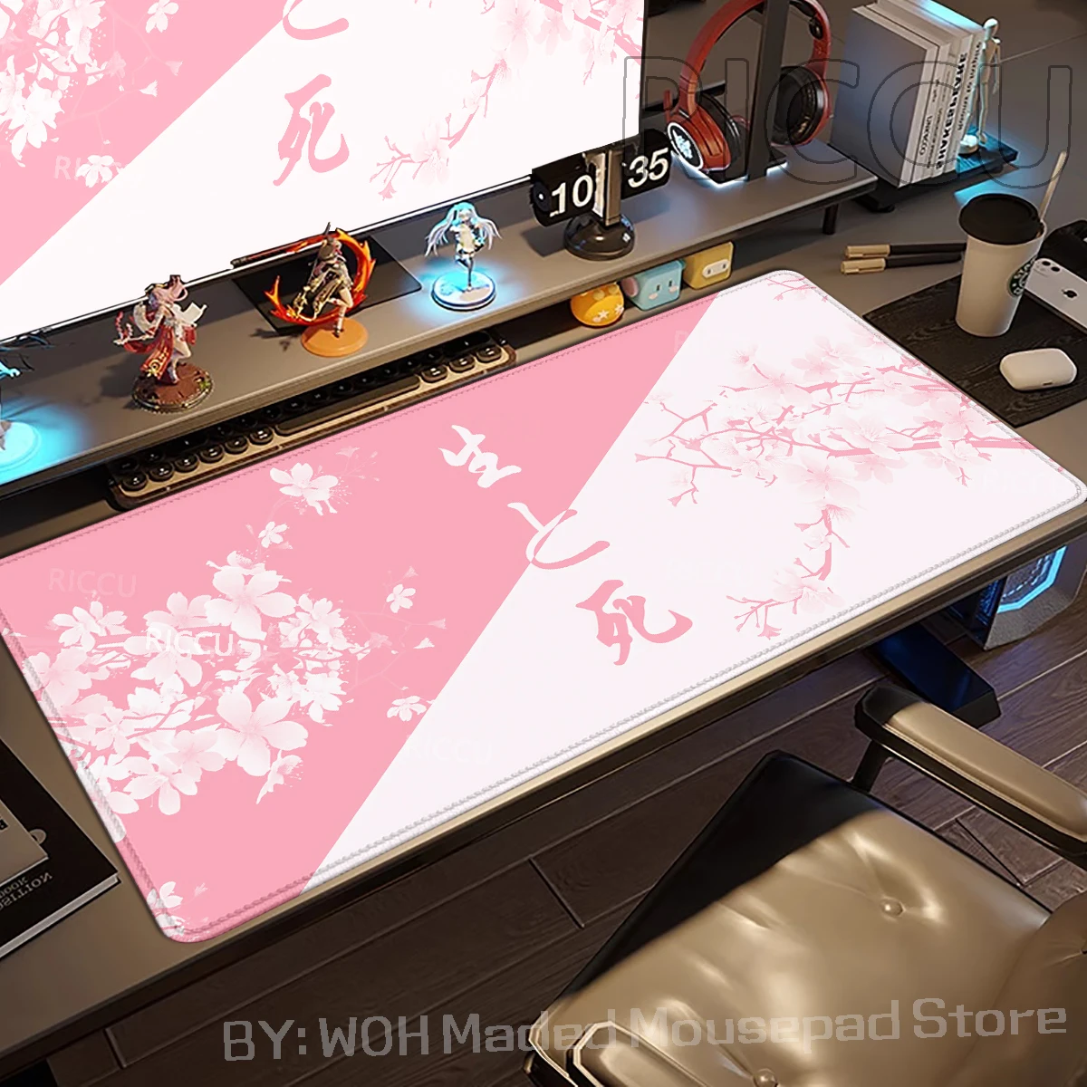 Pink and White Cherry Blossom Gaming Mouse Pad 900x400 Extended Large Mouse Mat Desk Pad Non Slip Life and Death Mousepad Gamer