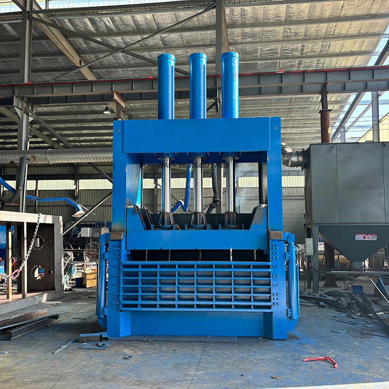 

Low Noise Baler for Apparel Waste Auto Tie System Energy Saving Remote Control Vertical Hydraulic Baling Machine
