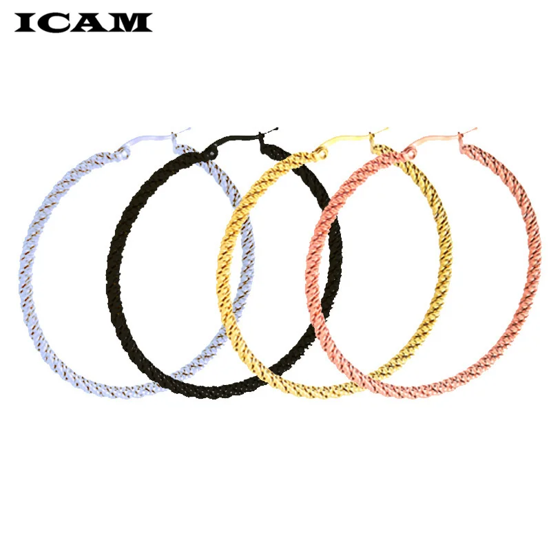 ICAM Punk Big Size Hoop Earrings Brincos Trendy Party Exaggerated Gold Silver Color Round Circle Earrings for Women Jewelry