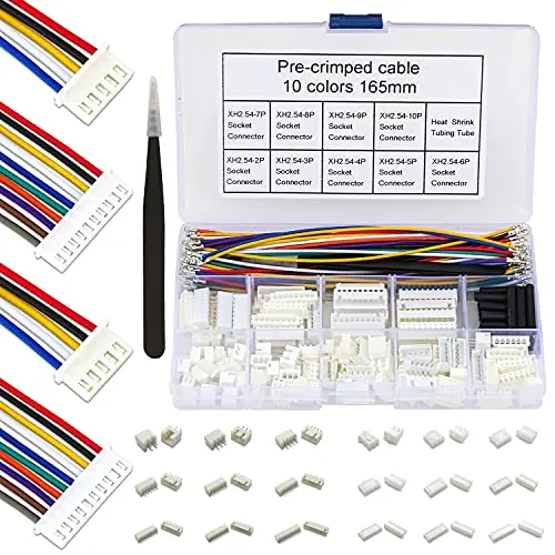 

XH 2.54mm JST Connector Socket Kit with Pre-Crimped Cables Wire 2/3/4/5/6/7/8/9/10 Pin Housing 22AWG Wire 10 Colors