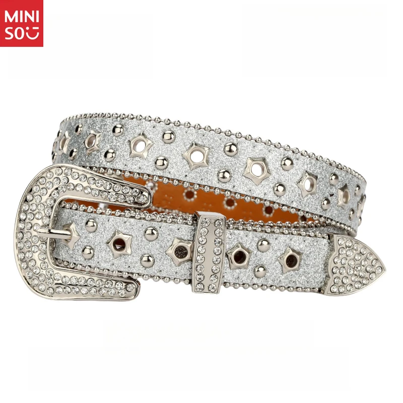 

Miniso Women's Rhinestone Punk Belt, Deluxe Thin Waistchain for Pants, Subculture Style