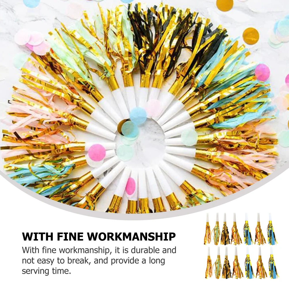 

30 Pcs Cheering Horn Fringed Blowouts Party Blowers Birthday Whistle Gift Noisemakers for Fun Toys Colorful