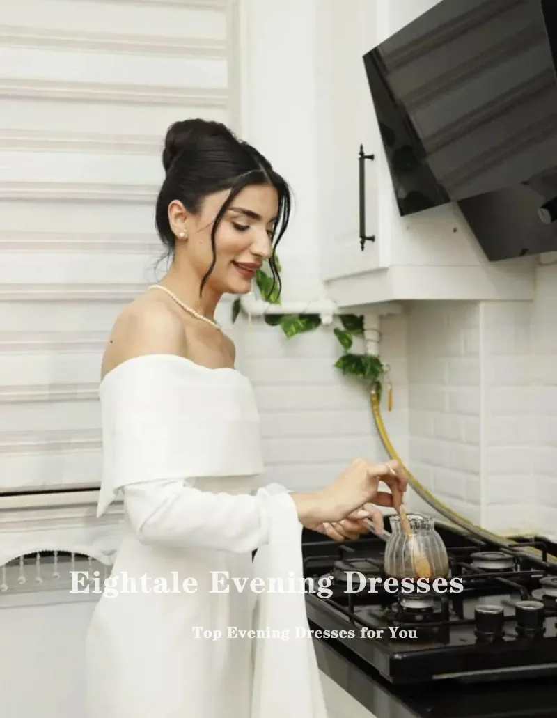 Eightale アラビアのウェディングドレスカスタマイズされたオフショルダーアイボリーマーメイド長袖ブライダルドレス Vestidos デノビア