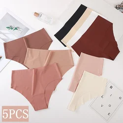 5Pcs/Set Women Seamless Panties High Waist Briefs Underwear Female Underpants Summer Soft Thin Panties Sexy Lingerie