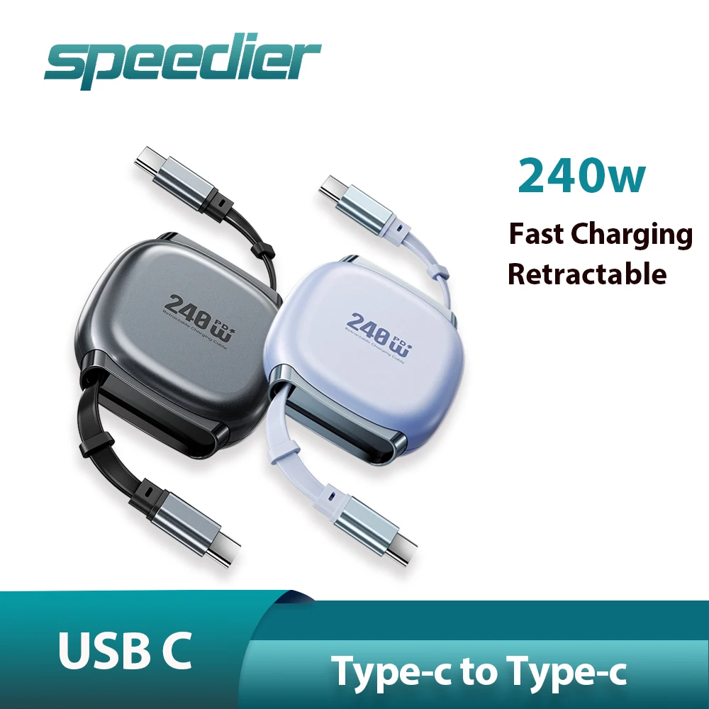 

240W Dual Head PD Fast Charging Type C USB C To C Retractable Data Transfer Cable for Iphone HUAWEI XIAOMI OPPO Laptop Phone