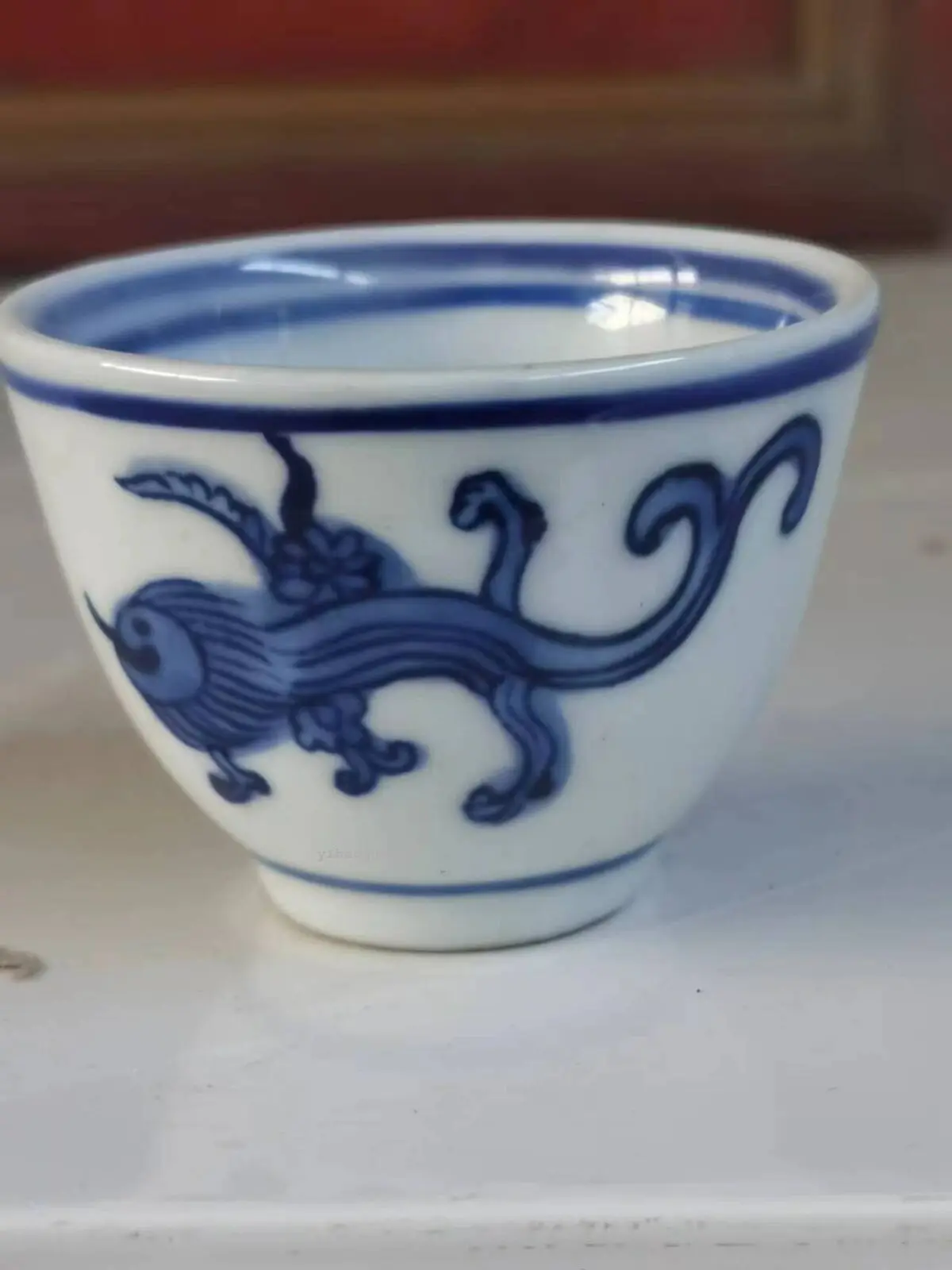 

1.7" Chinese Classic antique blue and white porcelain auspicious beast pattern tea cup