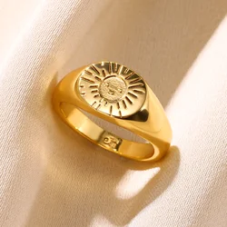 Stainless Steel Sun Smile Rings Gold Color Finger Rings For Women Classic Fashion Couple Jewelry Best Friend Gift Wholesalers