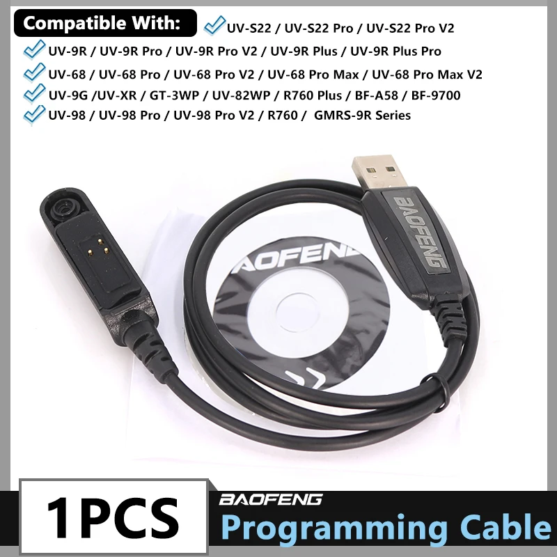 Baofeng UV9R Pro Original USB Programming Cable UV68 Pro Max v2 UV-S22 Pro UV-98 UV-9R Plus GT-3WP XR Walkie Talkie Accessories