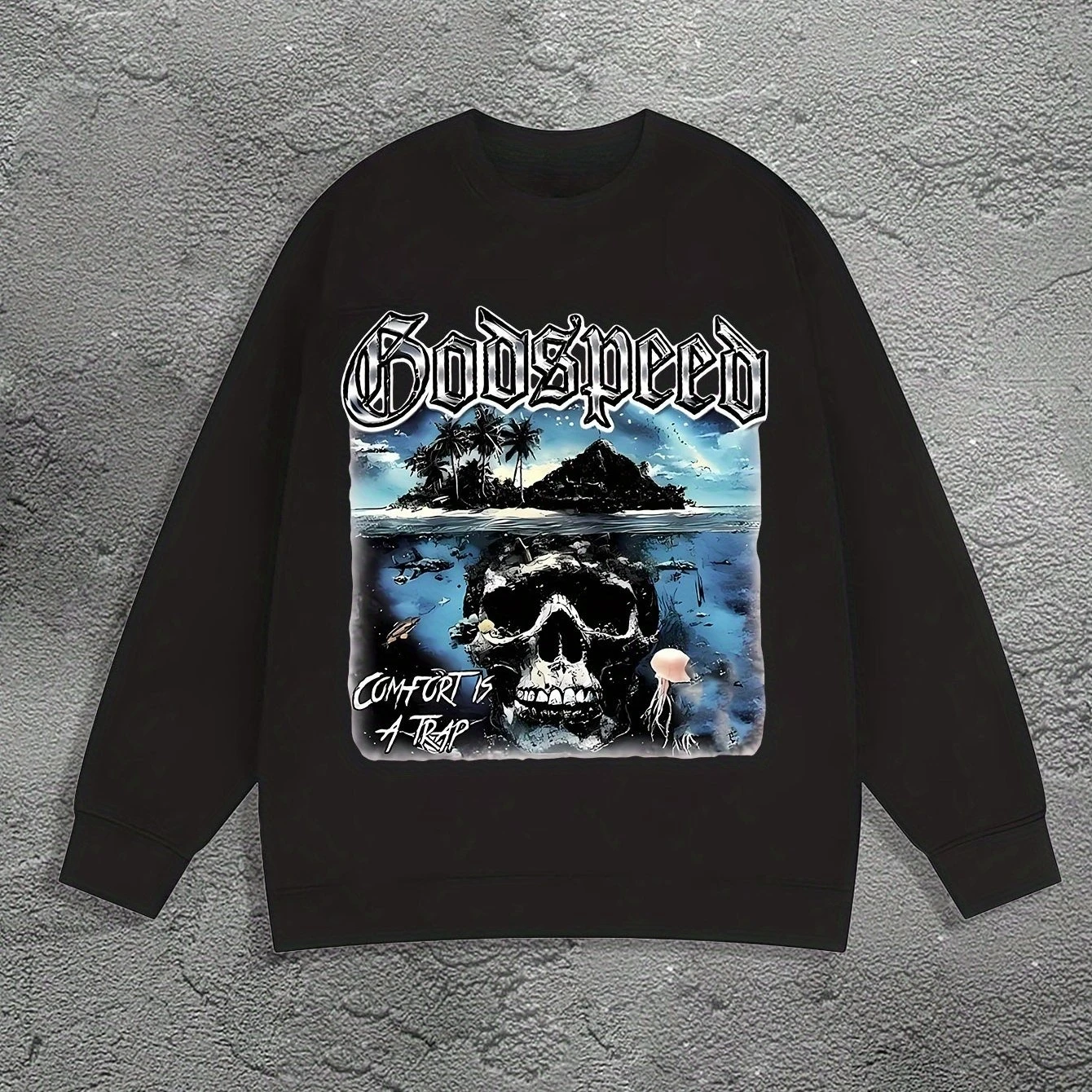 

Gothic Skull Graphic Print Autumn and Winter Men's and Women's Sweatshirts Casual Loose Outdoor Street Sports Training Brand