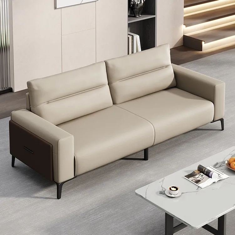 

Офисный прием, диван, журнальный столик, комбинация для встреч гостей, простой современный итальянский минималистичный кожаный прямой ряд, три человека