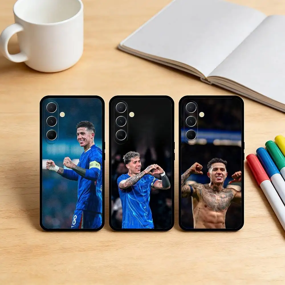 Funda de Silicona Suave Negra para Teléfono AAA Visionary E-Enzo Fernandez, Compatible con Samsung S25, S24, S21, S22, S23, S30, Ultra, S20, Plus, Fe