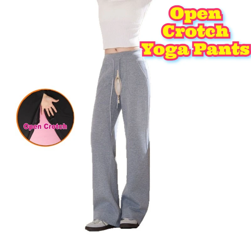 

Женские модальные брюки для йоги с открытой промежностью и высокой талией, широкие брюки для отдыха, воздушные прямые, мягкие, обнаженные, эластичные, повседневные, для похудения